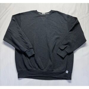 Russell Athletic Mens Crewneck Sweatshirt XL Charcoal Gray Pullover Blank Y2k